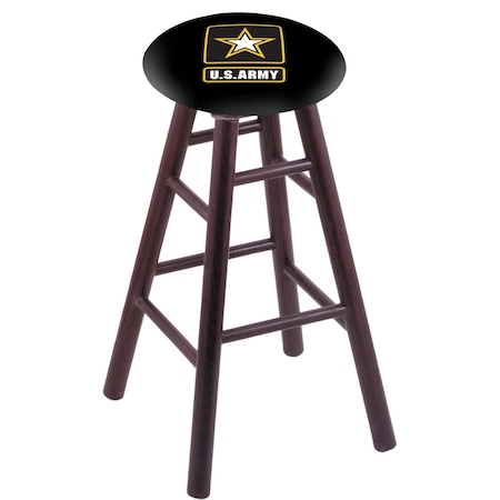 Holland Bar Stool Co. Oak Counter Stool, Dark Cherry Finish, U.S. Army Seat RC24OSDC